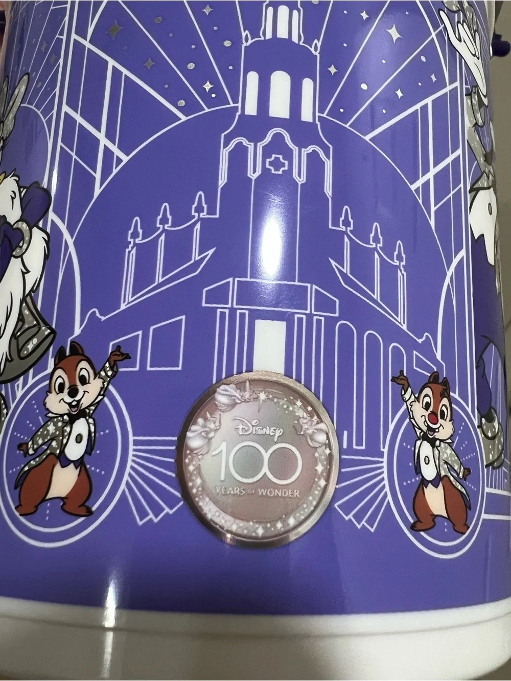 ✨Disney 100 Years of Wonder Souvenir Popcorn Bucket 2023✨ Purple/White/Silver